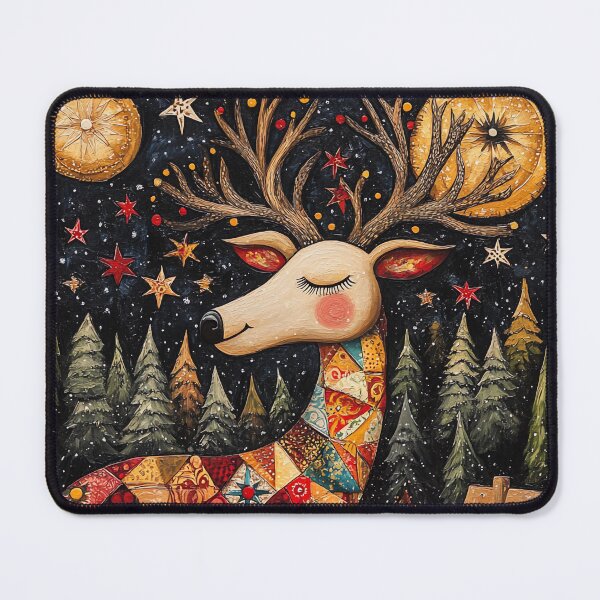 Item preview, Whimsical Folk Art Christmas Scene, Festive Deer Design, Holiday Decor for Apparel and Household Items, Unique Gift Idea designed and sold by MTJ-Mushrooms.