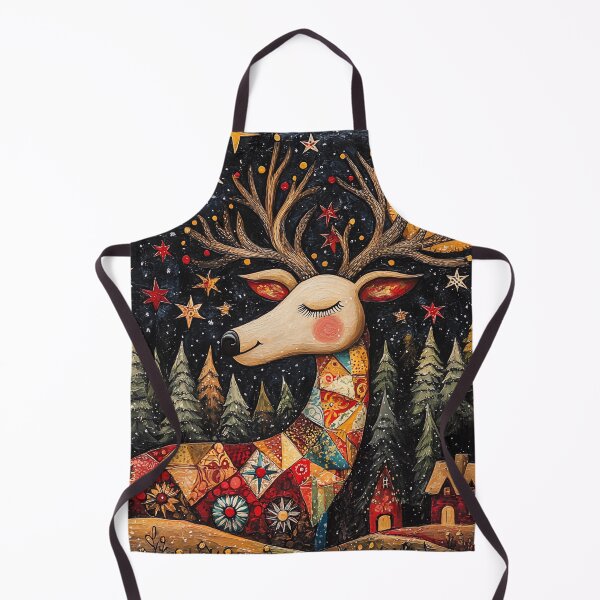 Item preview, Whimsical Folk Art Christmas Scene, Festive Deer Design, Holiday Decor for Apparel and Household Items, Unique Gift Idea designed and sold by MTJ-Mushrooms.