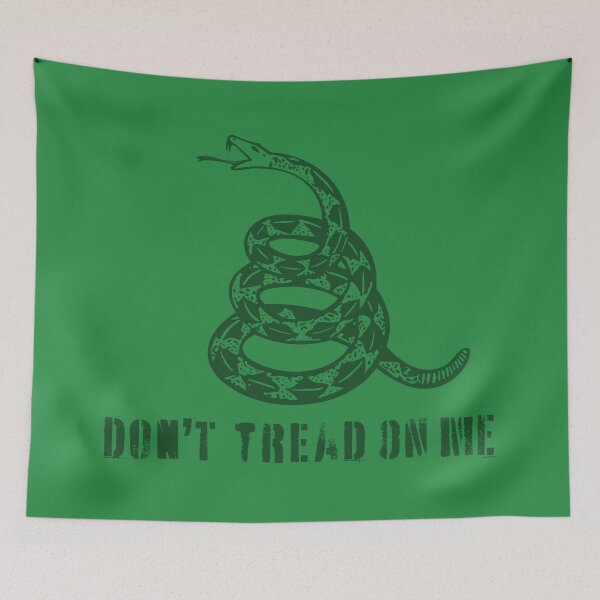 Item preview, Dont Tread On Me Distressed  80s Retro Gadsden Snake Flag Forest Green Default Background designed and sold by pelagio.