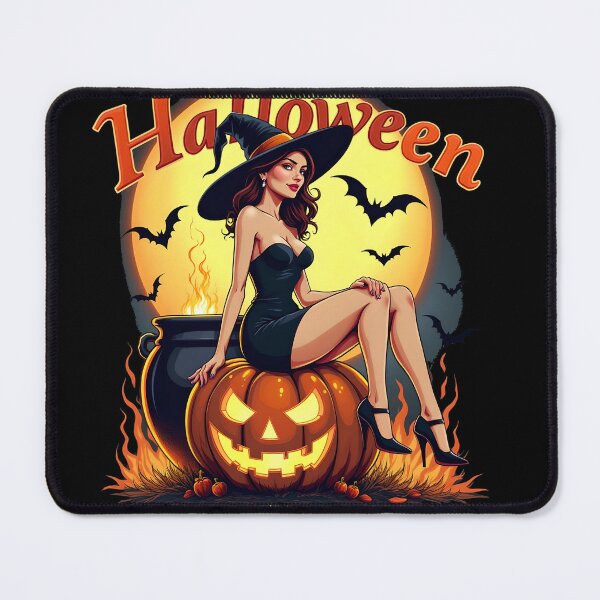 Item preview, Halloween pretty Witch on pumpkin designed and sold by kjp-design.