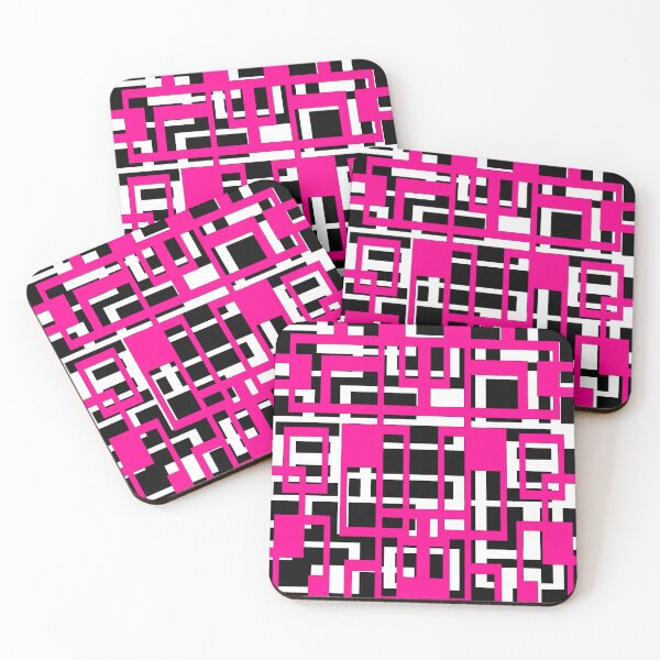 Item preview, Geometric Shapes Pattern Pink White Black Background designed and sold by taiche.