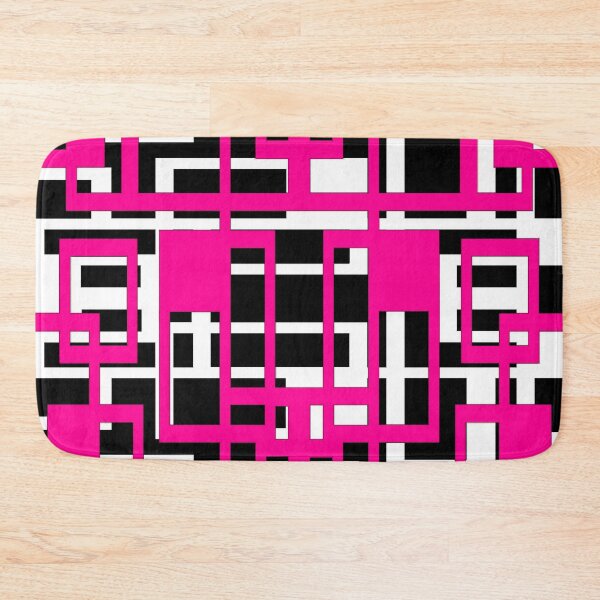 Item preview, Geometric Shapes Pattern Pink White Black Background designed and sold by taiche.