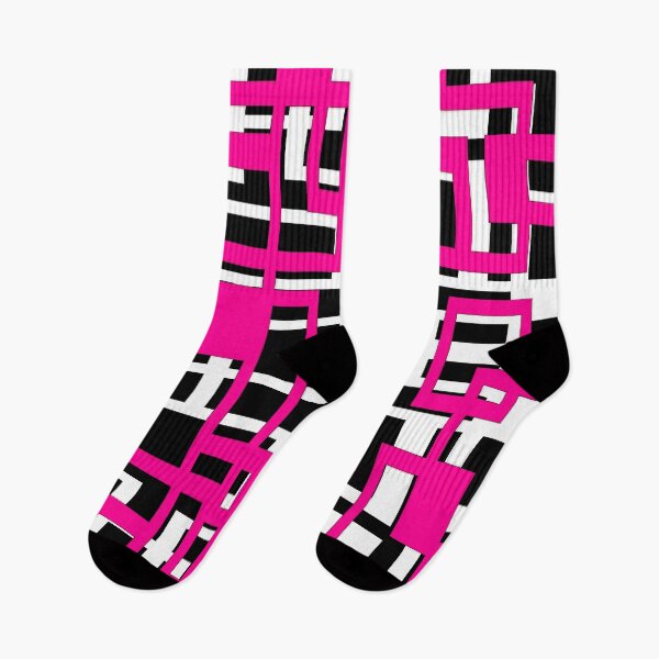 Item preview, Geometric Shapes Pattern Pink White Black Background designed and sold by taiche.