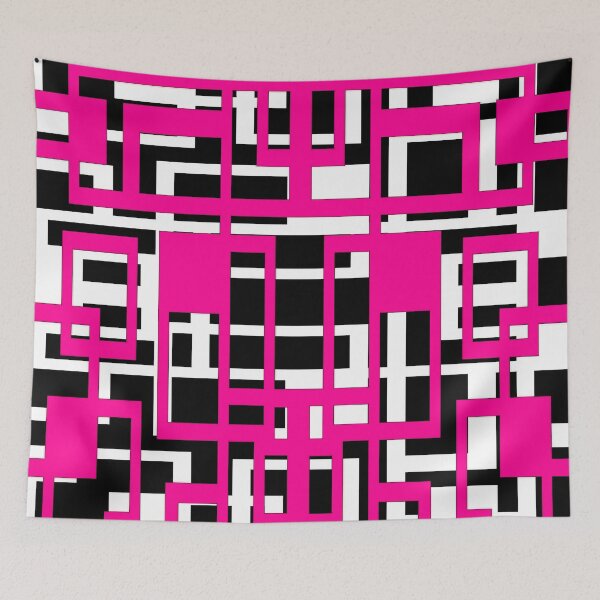 Item preview, Geometric Shapes Pattern Pink White Black Background designed and sold by taiche.