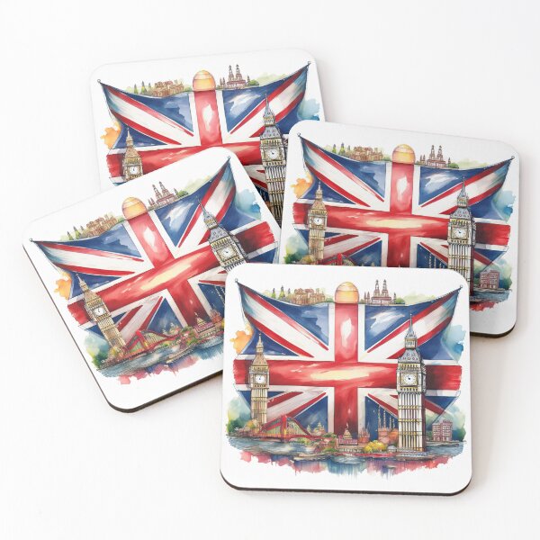 Item preview, Watercolour Union Jack with British Landmarks designed and sold by RaiyaTees.