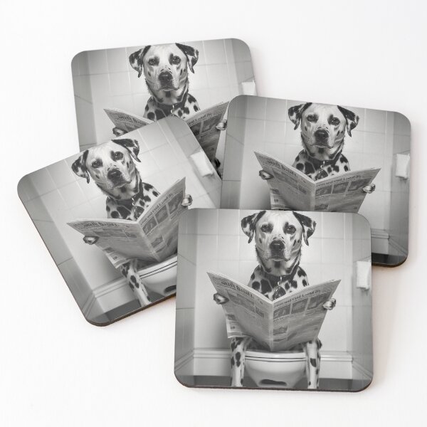 Item preview, Funny Dalmatian Reading Newspaper Bathroom Art designed and sold by vk09.