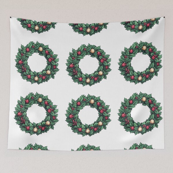 Item preview, Festive Christmas Wreath with Ornaments designed and sold by IllustrifyArts.