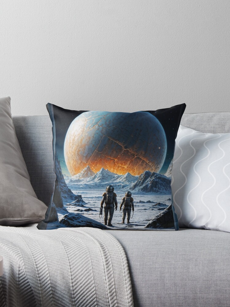 An Epic Discovery On The Dedelson Ice Planet AI Concept Art by Xzendor7 Room Decor Art Print Decorative Art Print Throw Pillow