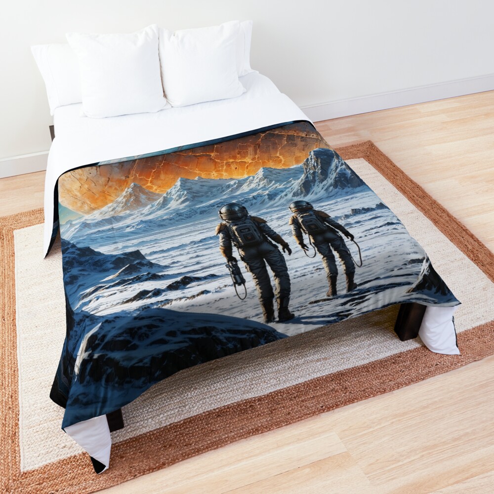 An Epic Discovery On The Dedelson Ice Planet AI Concept Art by Xzendor7 Room Decor Art Print Decorative Art Print Comforter