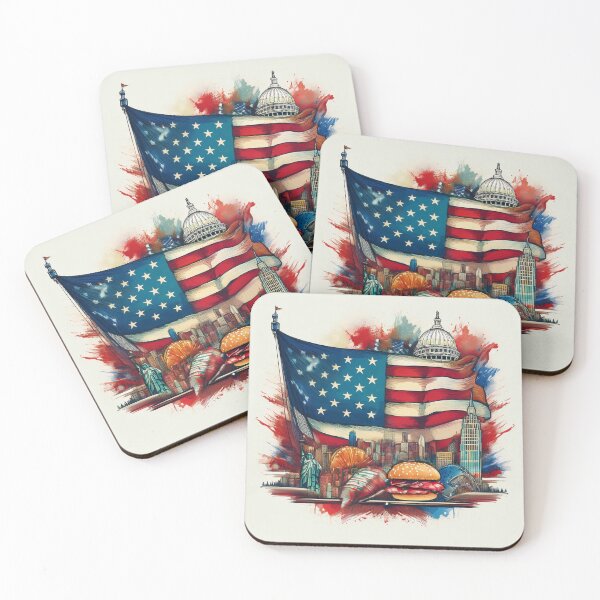 Item preview, American Flag and Landmarks Art with a Splash of Colour designed and sold by RaiyaTees.