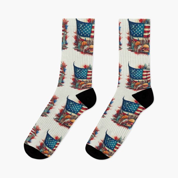 Item preview, American Flag and Landmarks Art with a Splash of Colour designed and sold by RaiyaTees.