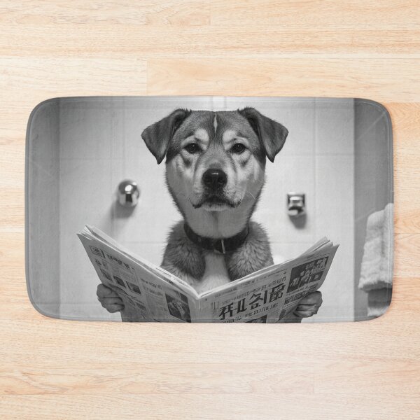 Item preview, Funny Dog Reading Newspaper Bathroom Humor designed and sold by vk09.