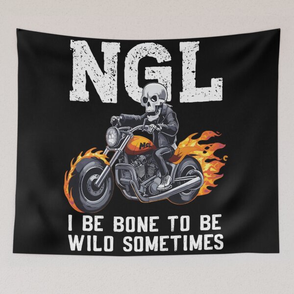 Item preview, Motorcycle Biker Be Bone To Be Wild Halloween Skeleton designed and sold by KitonicTees.