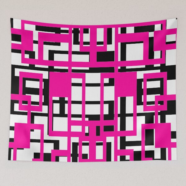 Item preview, Geometric Shapes Pattern Pink Black White Background designed and sold by taiche.