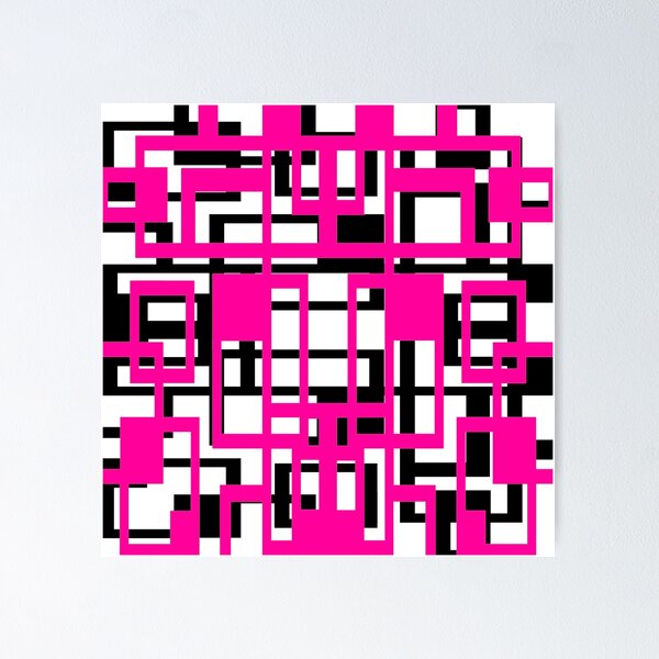 Item preview, Geometric Shapes Pattern Pink Black White Background designed and sold by taiche.