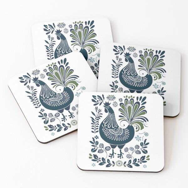 Item preview, Polish Flowers Rooster| wycinanki | Folklore | Folk Art Blue designed and sold by xiao xuans.