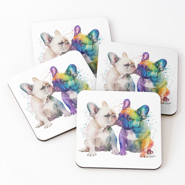 Item preview, French Bulldog Love Watercolor Rainbow Valentine  designed and sold by Tellingmoon.