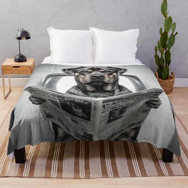 Item preview, Funny Rottweiler Reading Newspaper Bathroom Art designed and sold by vk09.