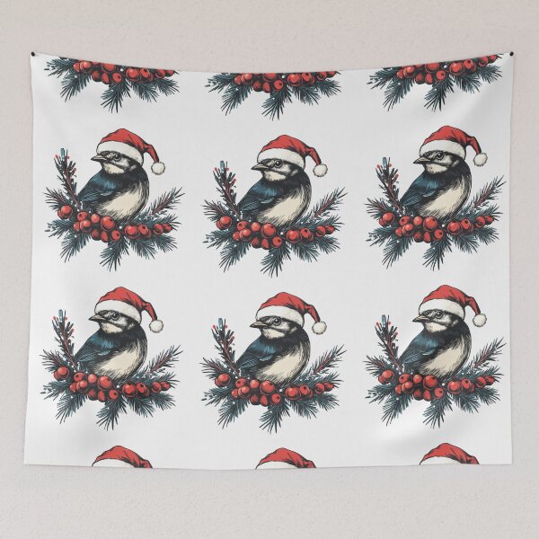Item preview, Christmas Bird with Santa Hat designed and sold by IllustrifyArts.