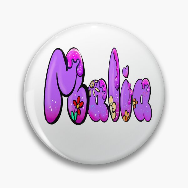 Artikelvorschau, Malia beliebter Mädchenvorname in Lila mit Blumen. Personalisierter, personalisierter Name Malia entworfen und verkauft von Artonmytee.