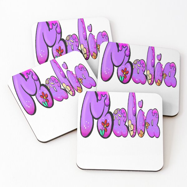 Artikelvorschau, Malia beliebter Mädchenvorname in Lila mit Blumen. Personalisierter, personalisierter Name Malia entworfen und verkauft von Artonmytee.