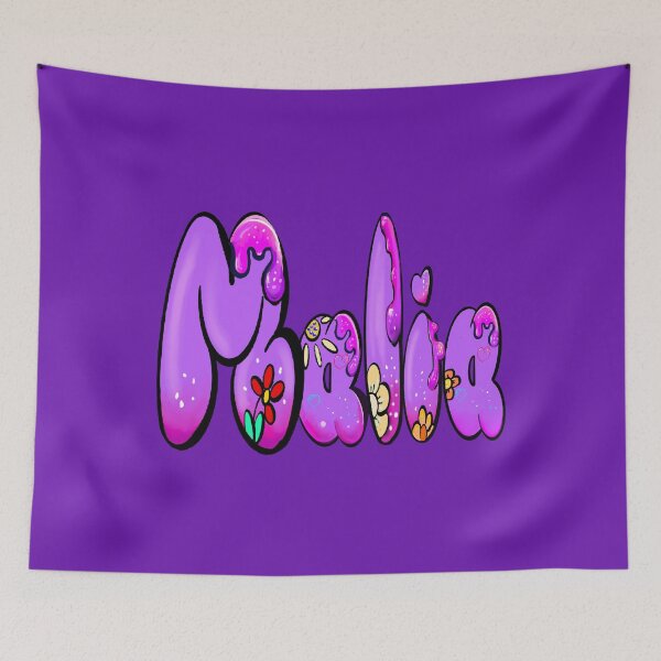 Item preview, Malia popular girls first name in Purple with flowers. Personalized personalised customized name Malia designed and sold by Artonmytee.