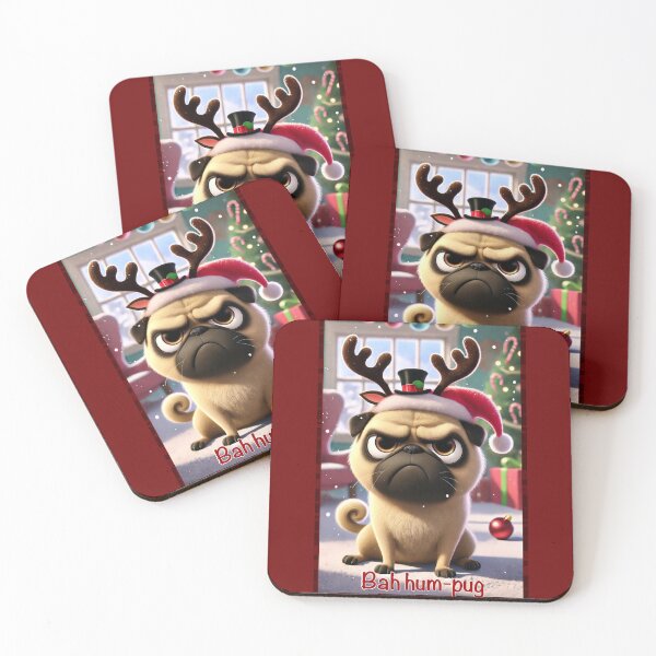 Item preview, Bah Hum-Pug Christmas Pug Grumpy Reindeer Pun Design designed and sold by CritterManiaUK.