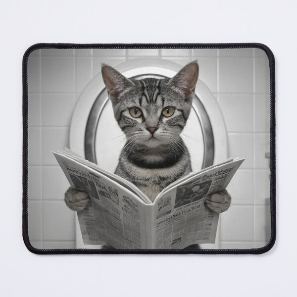 Item preview, Funny Cat Reading Newspaper Bathroom Art designed and sold by vk09.