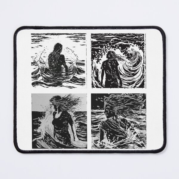 Item preview, Splash of serenity - linocut stickers designed and sold by Wildflow Creations.