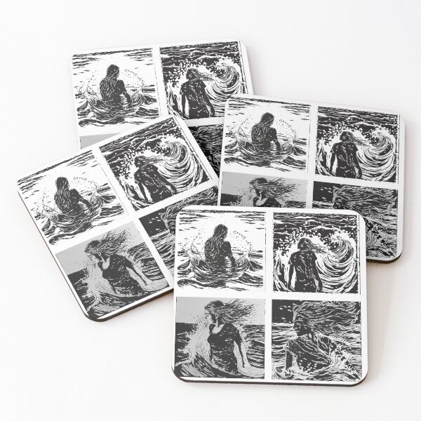 Item preview, Splash of serenity - linocut stickers designed and sold by Wildflow Creations.