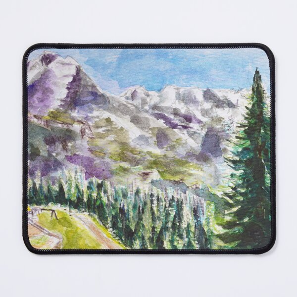 Item preview, hand painted switzerland ice mountain pine forest landscape painting designed and sold by SelenePaintings .