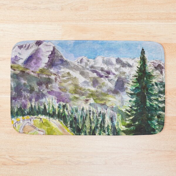 Item preview, hand painted switzerland ice mountain pine forest landscape  painting designed and sold by ColorandColor.