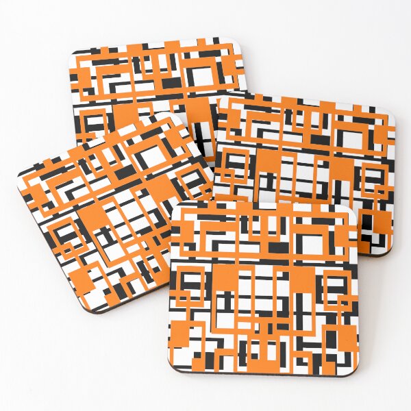 Item preview, Geometric Shapes Pattern Orange Black White Background designed and sold by taiche.