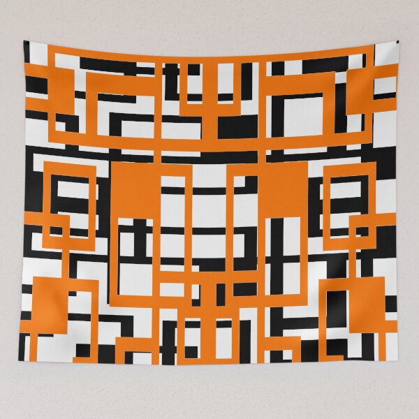 Item preview, Geometric Shapes Pattern Orange Black White Background designed and sold by taiche.