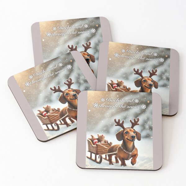Item preview, Dachshund Through The Snow - Festive Reindeer Dachshund Design designed and sold by CritterManiaUK.