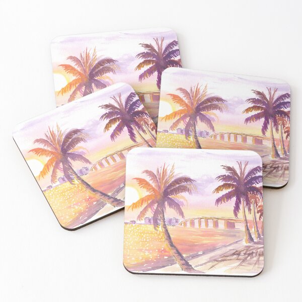 Item preview, Bird Key Sarasota Sunset Scene with Palms and Causeway designed and sold by artshop77.