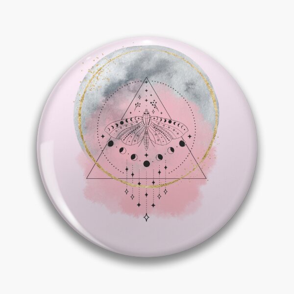 Item preview, Moon Phase Lunar Moth Pink Full Moon  designed and sold by WildWoodlandWitch.