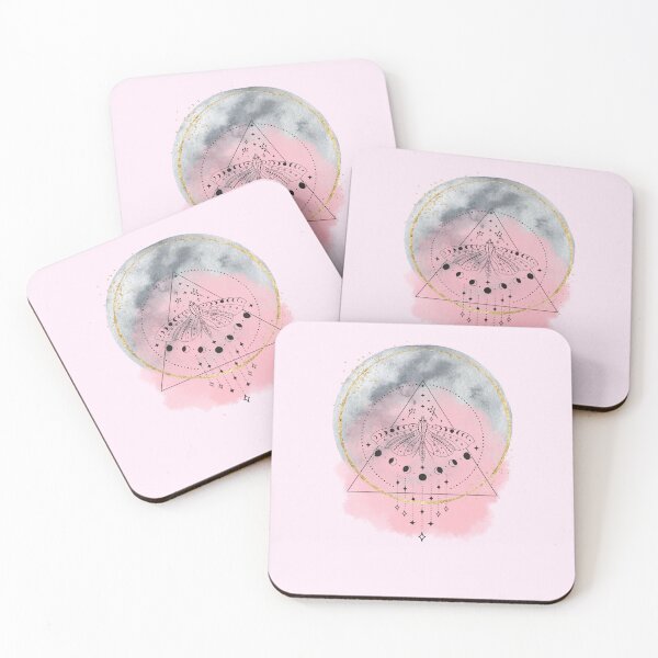 Item preview, Moon Phase Lunar Moth Pink Full Moon  designed and sold by WildWoodlandWitch.