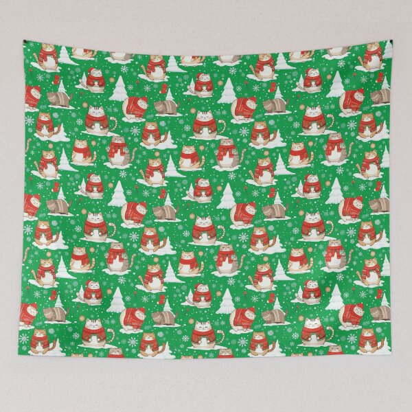 Item preview, Green Christmas Cat Pattern | Matching Family Winter Outfit designed and sold by PinkGoddessLove.