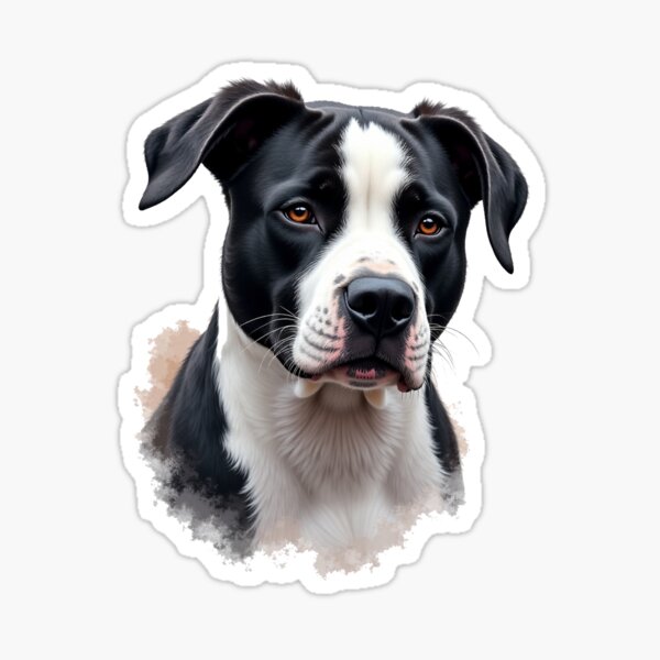 Item preview, Black and White Pitbull Dog color art  designed and sold by PetArt  ⭐⭐⭐⭐⭐.