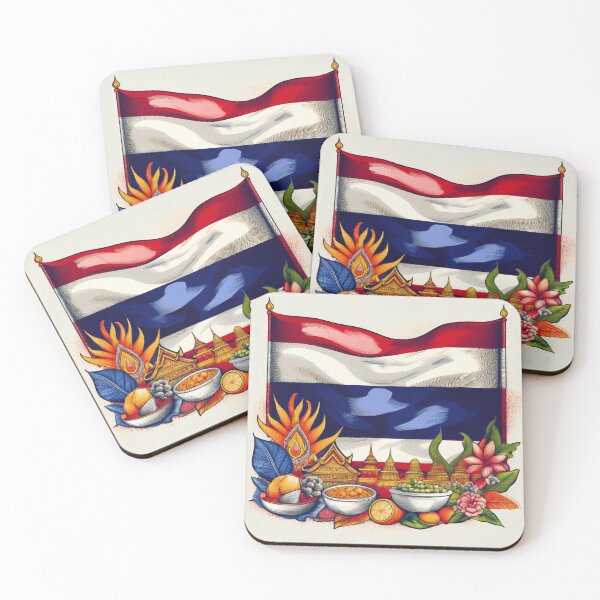 Item preview, Thailand Flag and Traditional Cuisine Art designed and sold by RaiyaTees.