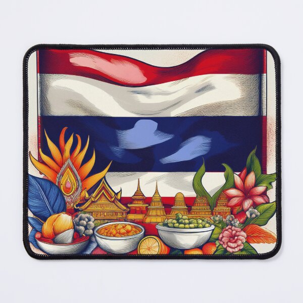 Item preview, Thailand Flag and Traditional Cuisine Art designed and sold by RaiyaTees.