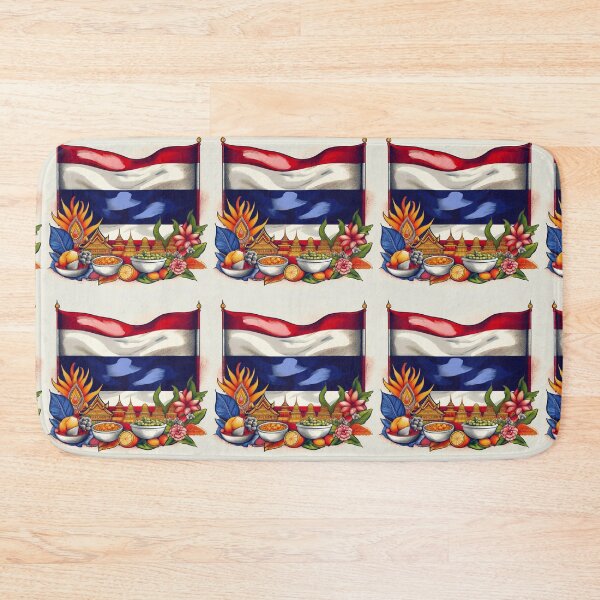 Item preview, Thailand Flag and Traditional Cuisine Art designed and sold by RaiyaTees.