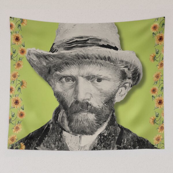 Item preview, vincent van gough self portrait with sunflowers designed and sold by SKULLARTISTRY.