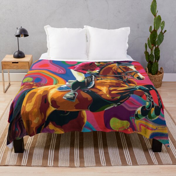 Item preview, Horse and rider show jumping event psychedelic Active Outdoors Inspired Art designed and sold by CDC40.