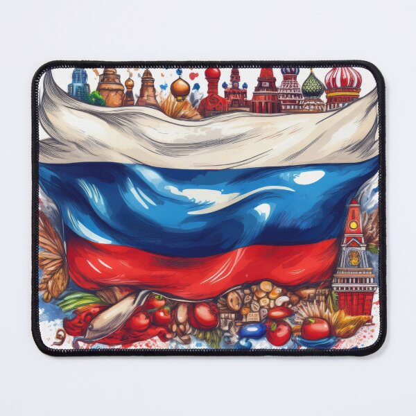 Item preview, Russia Flag and Cultural Icons Art designed and sold by RaiyaTees.