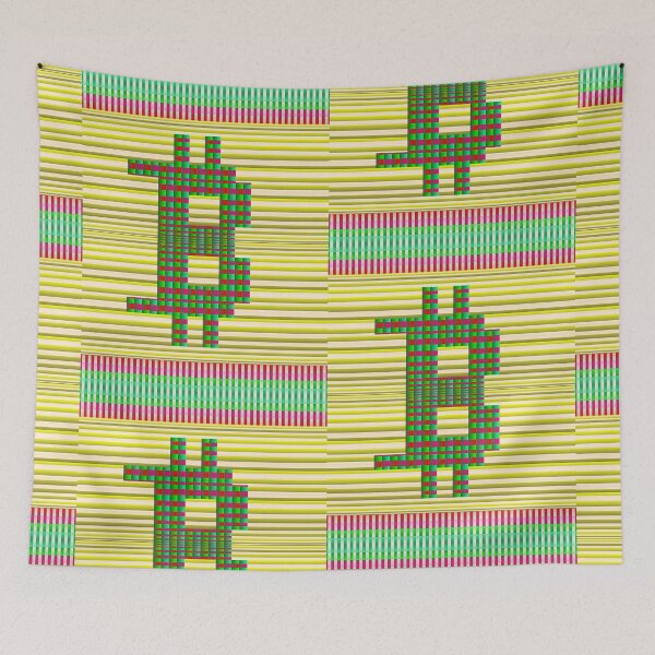 Item preview, Bitcoin logo art red green yellow golden designed and sold by ShamGlobal.
