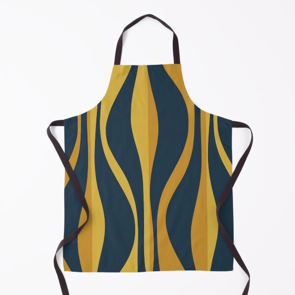 Item preview, Mid Century Modern Retro Lounge Striped Ogee Pattern in Navy Blue and Mustard designed and sold by kierkegaard.
