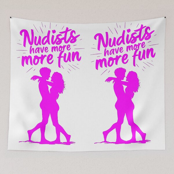 Item preview, Nudists Have More Fun - Unique Bright - Pink White designed and sold by JLEmporium.