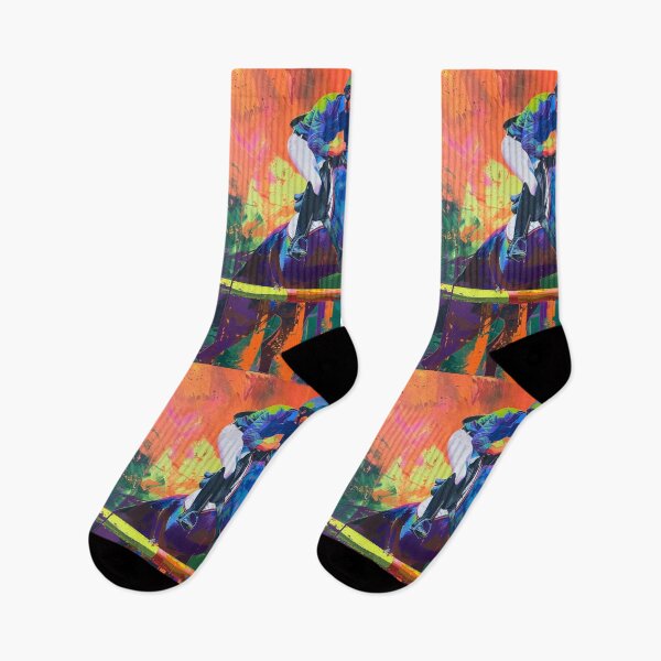 Item preview, Abstract horse rider jumping fence Active Outdoors Inspired Art designed and sold by CDC40.